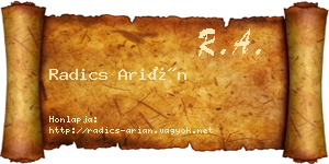 Radics Arián névjegykártya